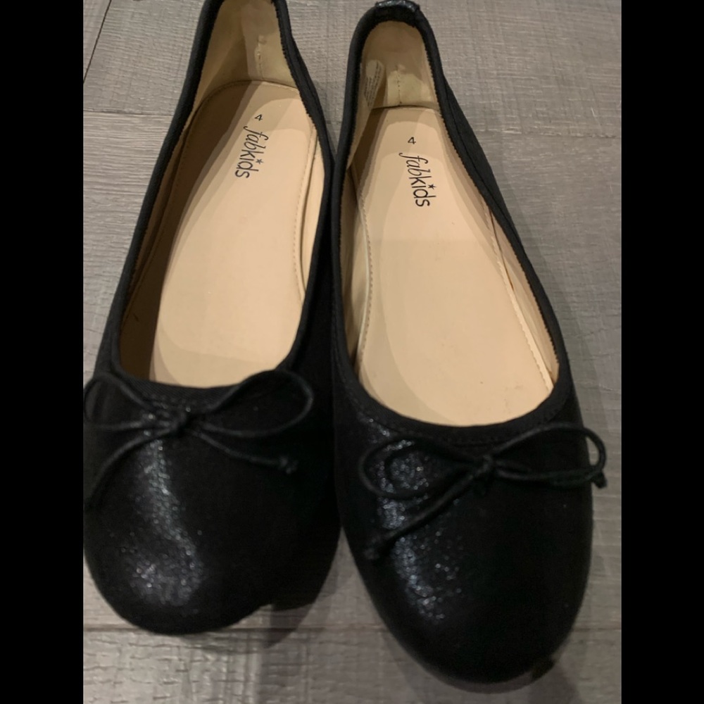 Fab Kids Black Sparkle Girls Flats Size 4